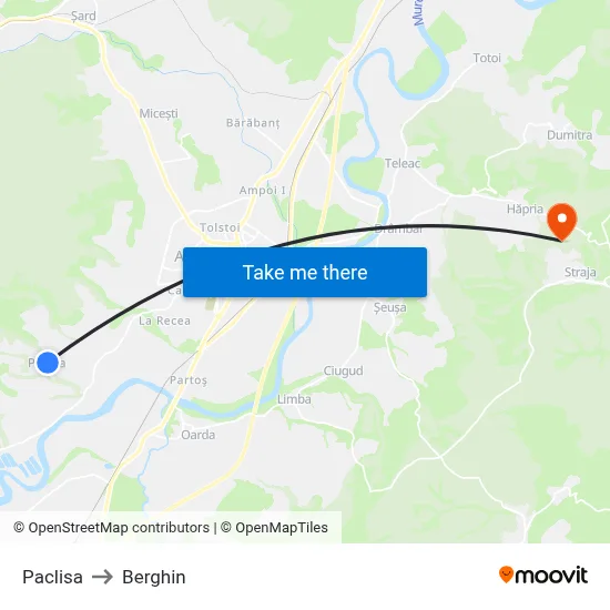 Paclisa to Berghin map