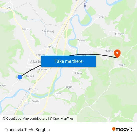 Transavia T to Berghin map