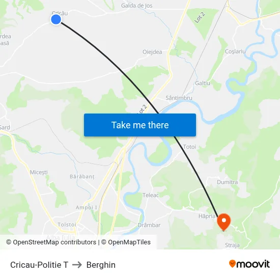 Cricau-Politie T to Berghin map