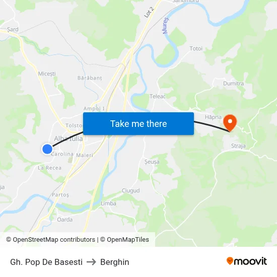 Gh. Pop De Basesti to Berghin map