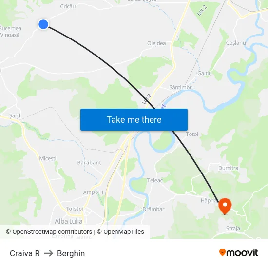 Craiva R to Berghin map