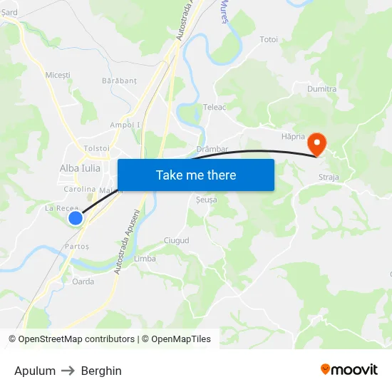 Apulum to Berghin map