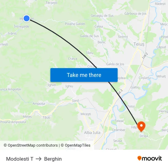 Modolesti T to Berghin map
