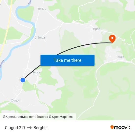 Ciugud 2 R to Berghin map