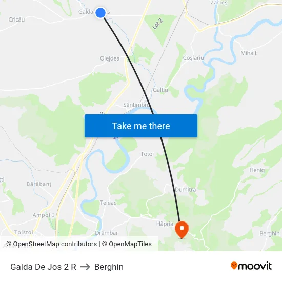 Galda De Jos 2 R to Berghin map