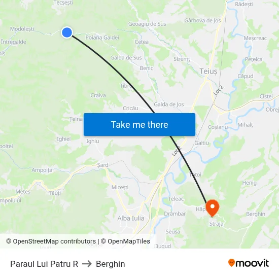 Paraul Lui Patru R to Berghin map