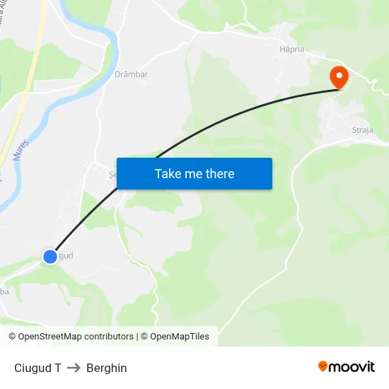 Ciugud T to Berghin map