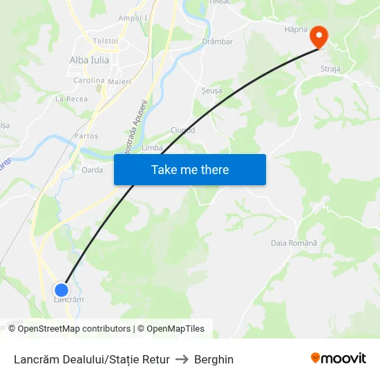 Lancrăm Dealului/Stație Retur to Berghin map