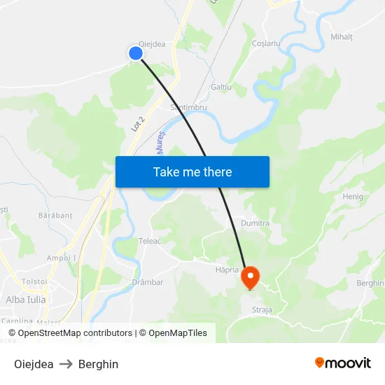 Oiejdea to Berghin map