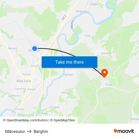 Măcesului to Berghin map