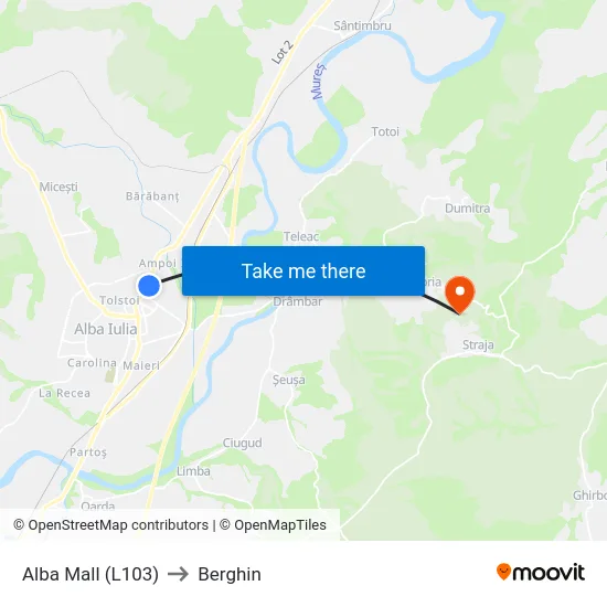 Alba Mall (L103) to Berghin map