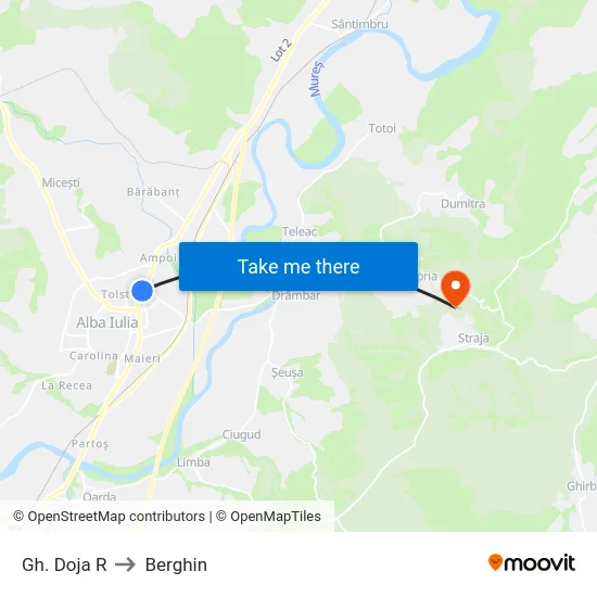 Gh. Doja R to Berghin map