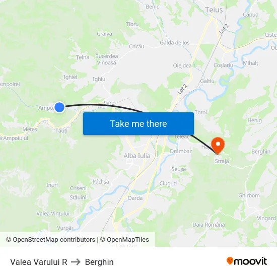 Valea Varului R to Berghin map