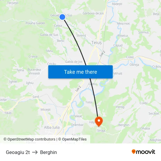 Geoagiu 2t to Berghin map