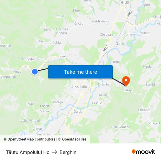 Tăutu Ampoiului Hc to Berghin map