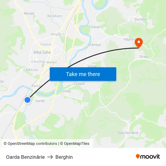 Oarda  Benzinărie to Berghin map