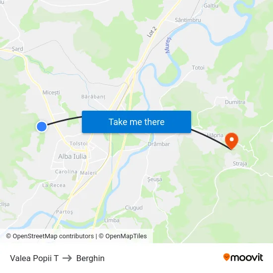 Valea Popii T to Berghin map