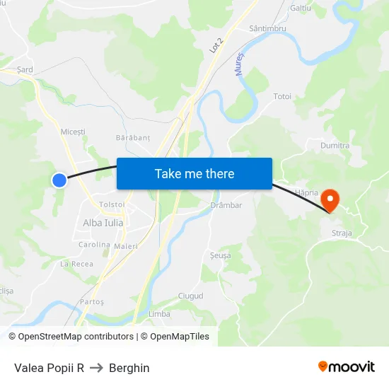 Valea Popii R to Berghin map