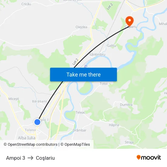 Ampoi 3 to Coşlariu map