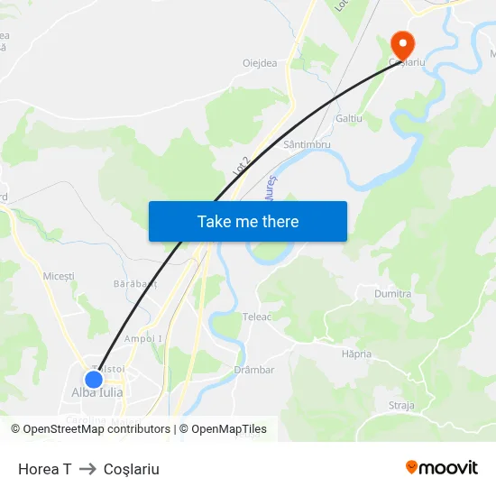 Horea T to Coşlariu map