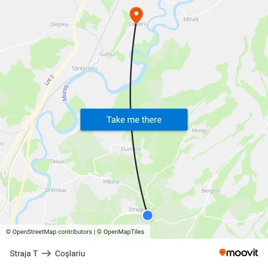 Straja T to Coşlariu map