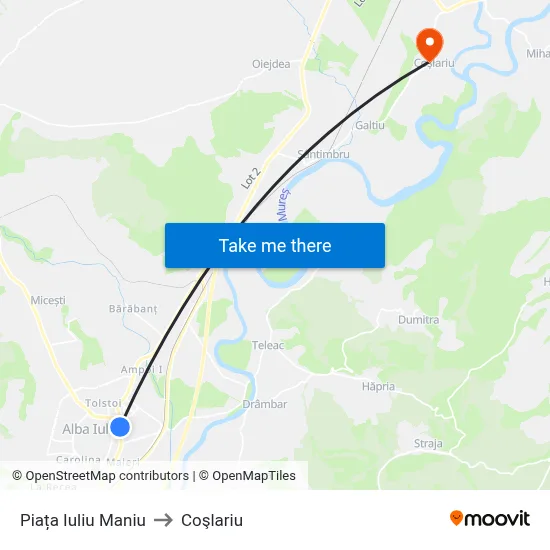 Piața Iuliu Maniu to Coşlariu map
