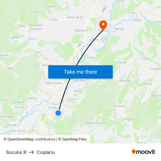 Socului R to Coşlariu map