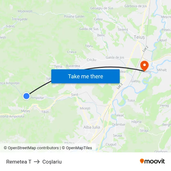 Remetea T to Coşlariu map