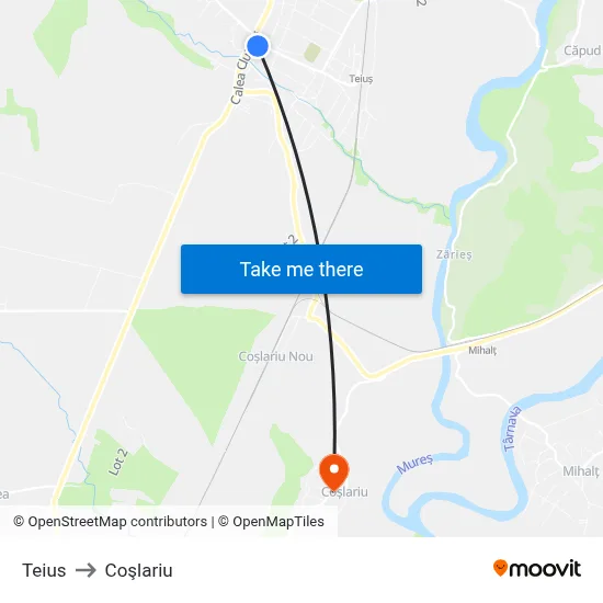 Teius to Coşlariu map