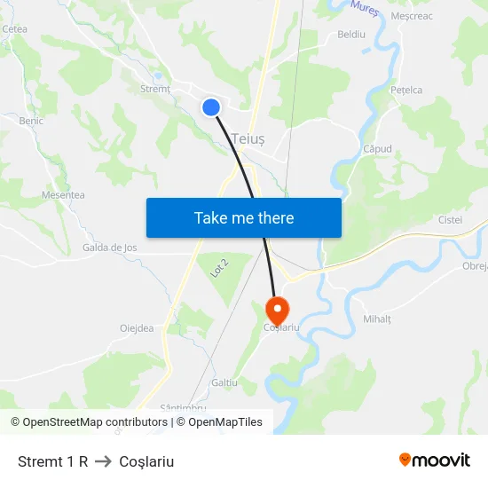 Stremt 1 R to Coşlariu map