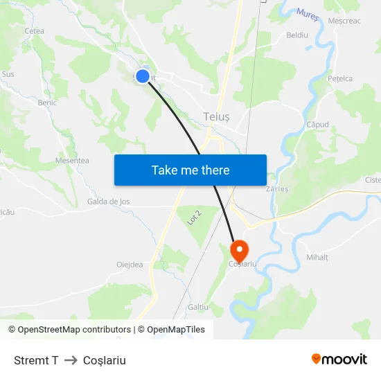 Stremt T to Coşlariu map