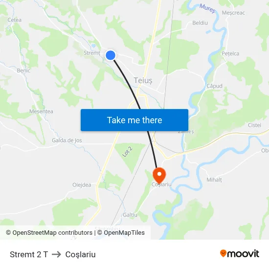 Stremt 2 T to Coşlariu map