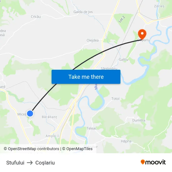 Stufului to Coşlariu map