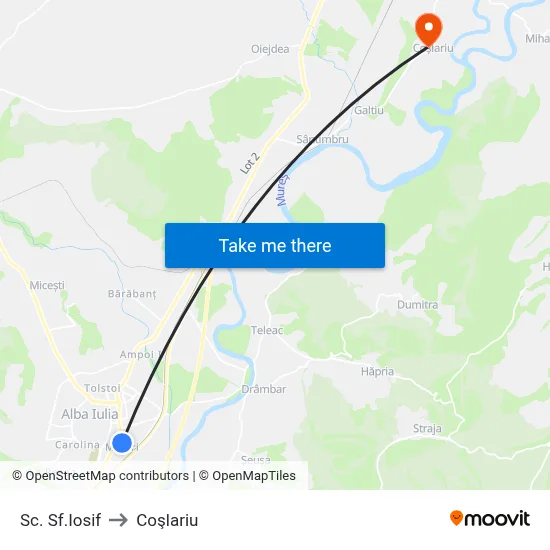Sc. Sf.Iosif to Coşlariu map