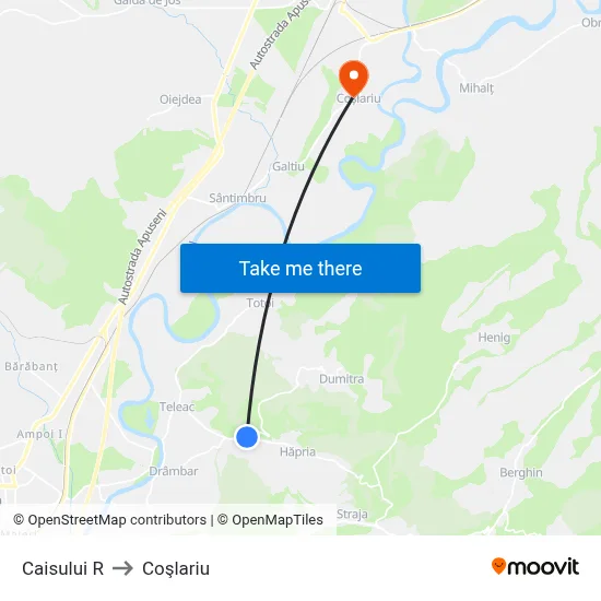 Caisului R to Coşlariu map