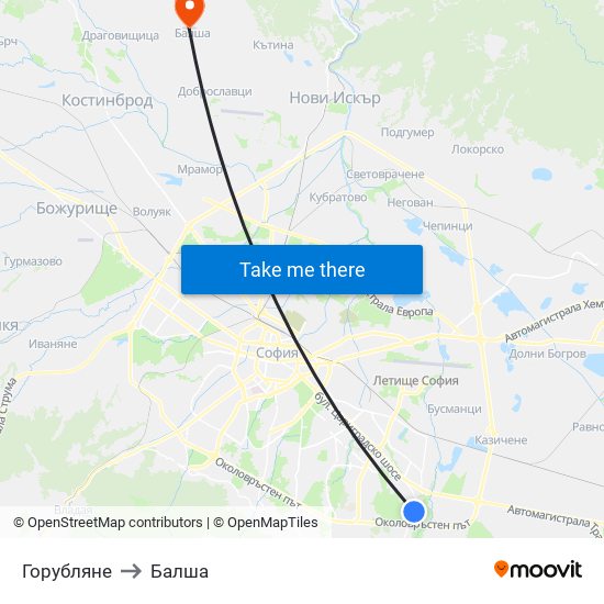 Горубляне to Балша map