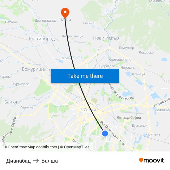 Дианабад to Балша map