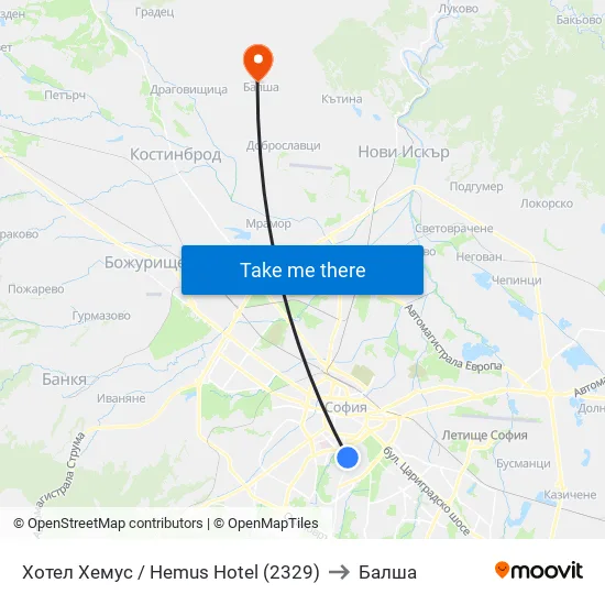 Ⓜ️ Хотел Хемус / Hemus Hotel (2329) to Балша map