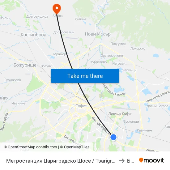 Ⓜ️ Метростанция Цариградско Шосе / Tsarigradsko Shosse Metro Station (1016) to Балша map