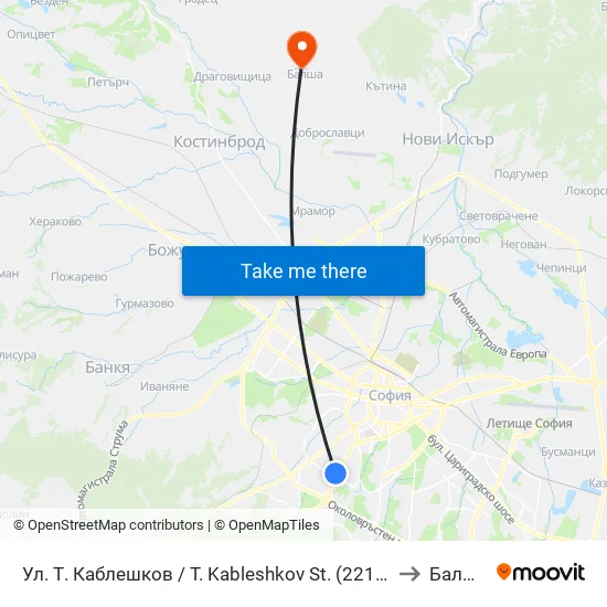 Ул. Т. Каблешков / T. Kableshkov St. (2213) to Балша map