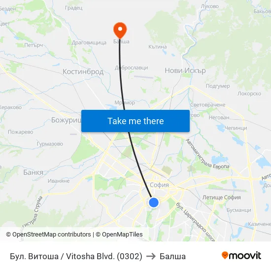 Бул. Витоша / Vitosha Blvd. (0302) to Балша map