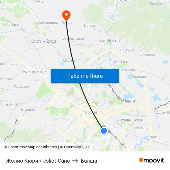 Жолио Кюри / Joliot Curie to Балша map