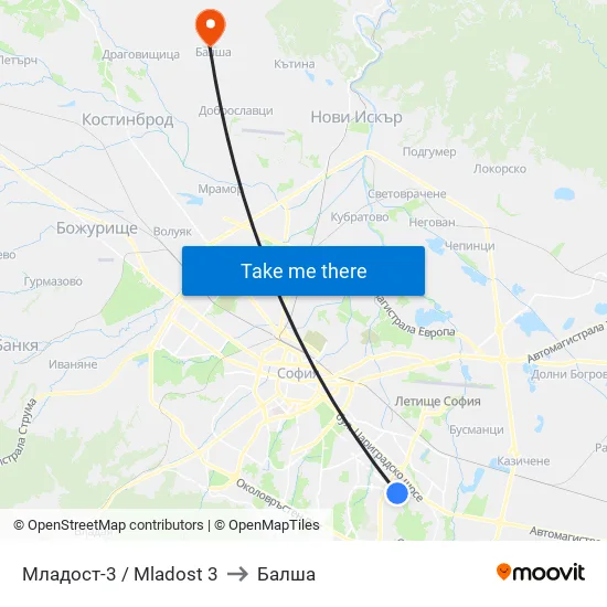Младост 3 / Mladost 3 to Балша map