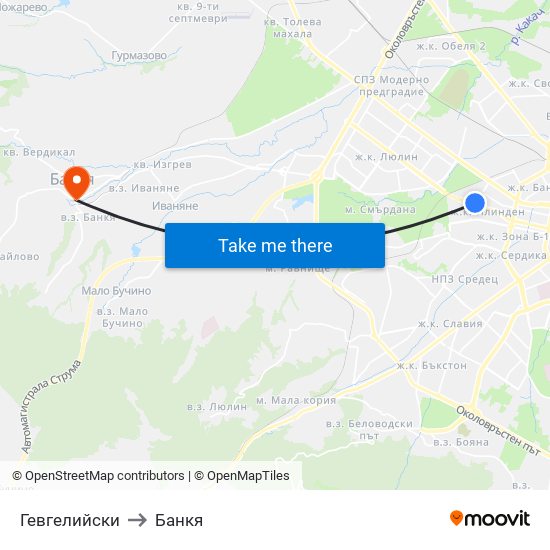 Гевгелийски to Банкя map