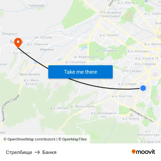 Стрелбище to Банкя map