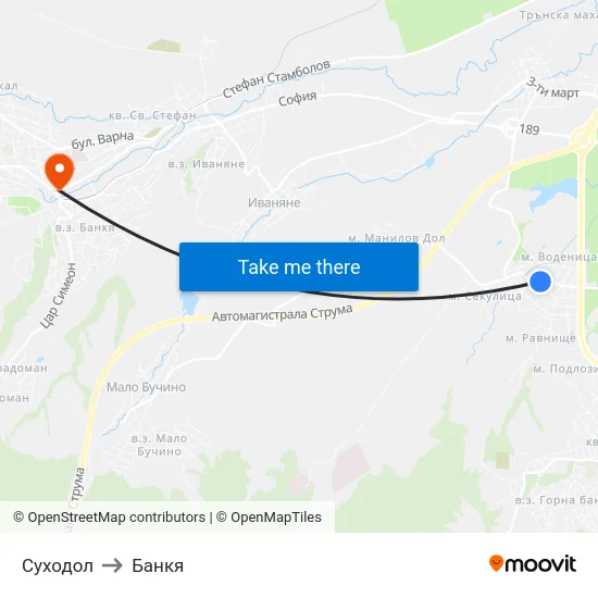 Суходол to Банкя map