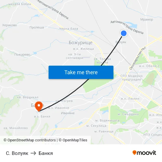 С. Волуяк to Банкя map