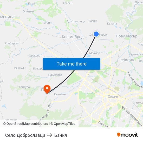 Село Доброславци to Банкя map