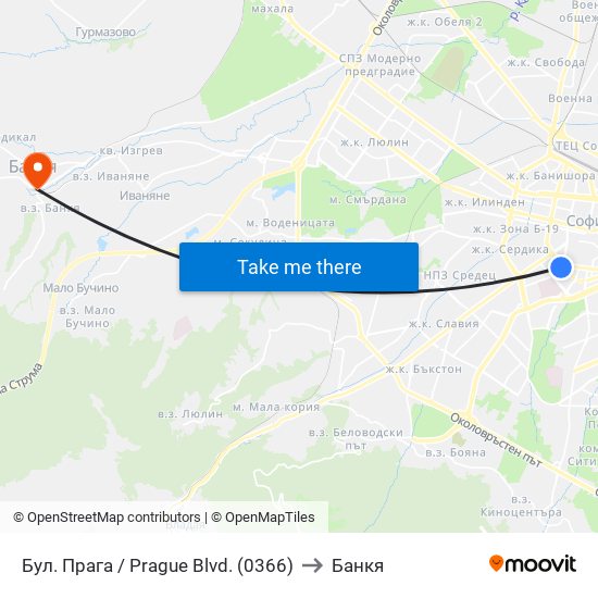 Бул. Прага / Prague Blvd. (0366) to Банкя map