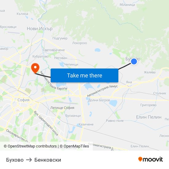 Бухово to Бенковски map